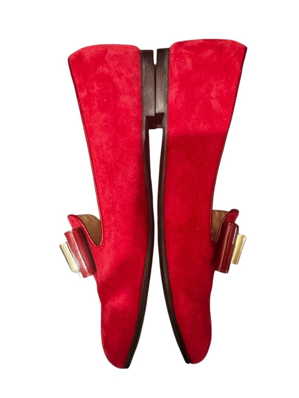 HEGOS Italy Real Suede Ballet Flat Loafers Womens 41 10 Red Bow Classic Preppy - Picture 5 of 14